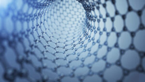 3d illusrtation of graphene molecules. Nanotechnology background illustration